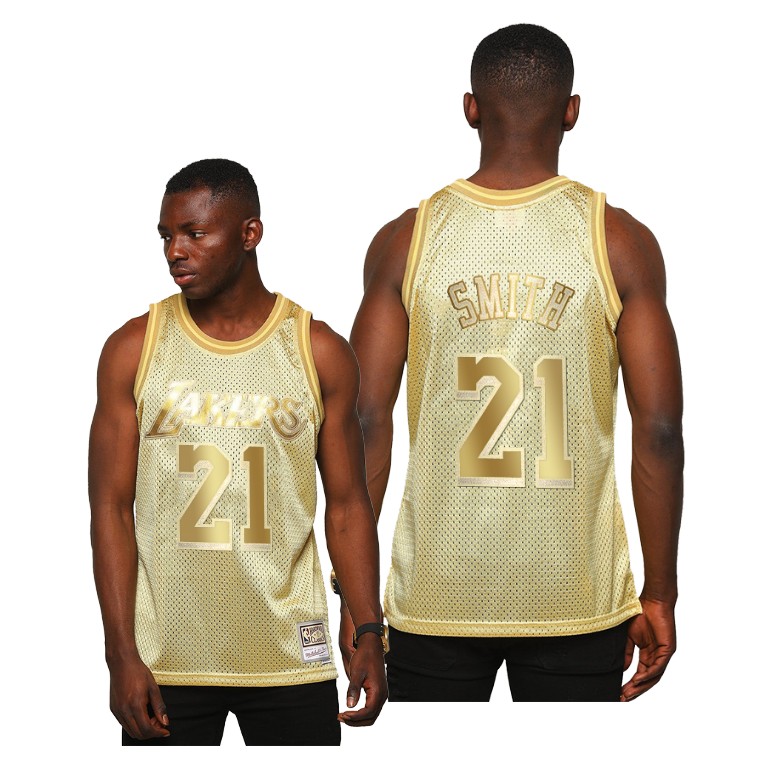 Men's Los Angeles Lakers J.R. Smith #21 NBA HWC Limited Midas SM Golden Basketball Jersey KBN3383OT